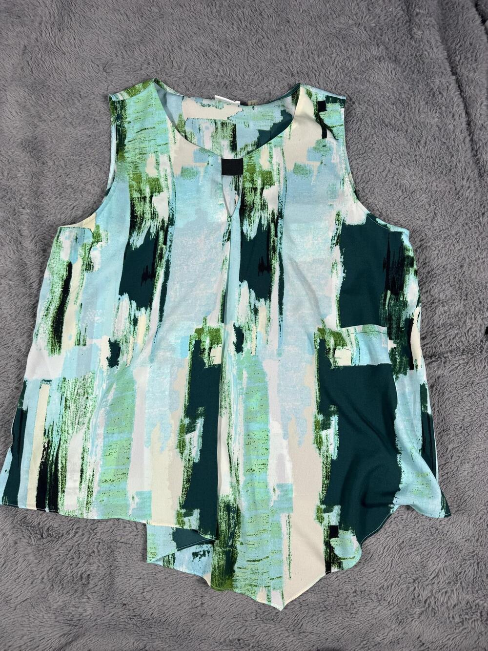 DKNYC Blouse Womens Large Multicolor Abstract Geometric Sleeveless Top